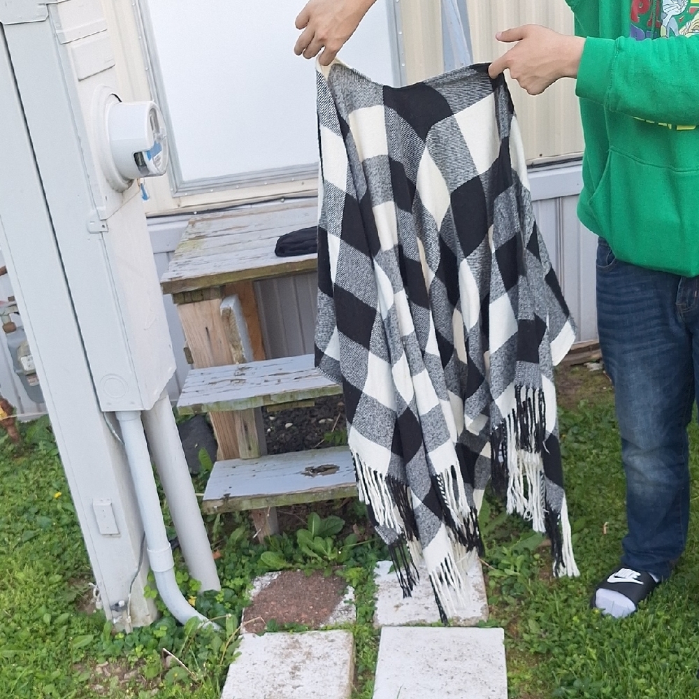 Black and White Checkered Shawl